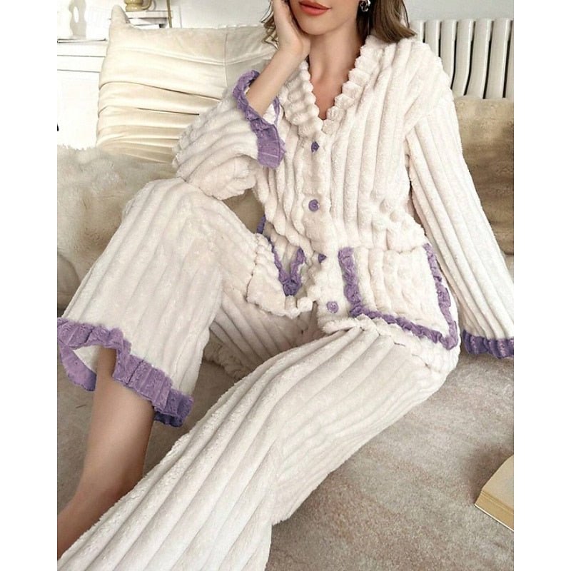 Damen Gemütliches Loungewear-Set mit Rüschenbesatz