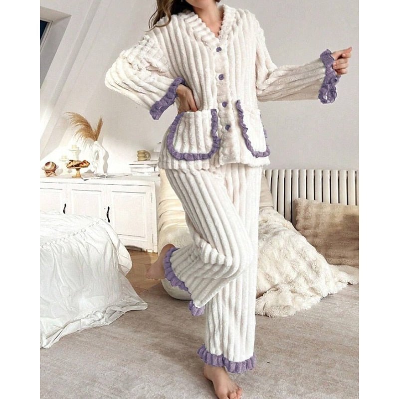 Damen Gemütliches Loungewear-Set mit Rüschenbesatz