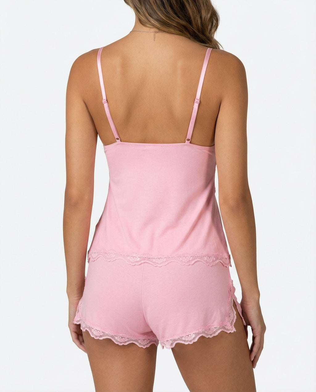 Damen Pyjama-Set mit Spitzenbesatz