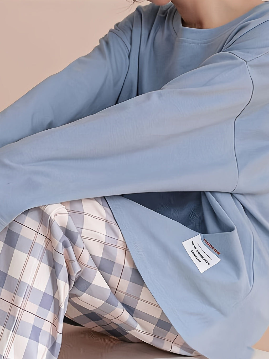 Damen Lässiges Loungewear-Set mit Karomuster
