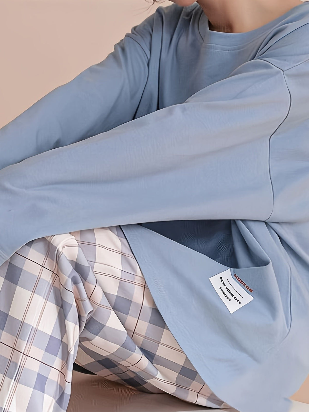 Damen Lässiges Loungewear-Set mit Karomuster