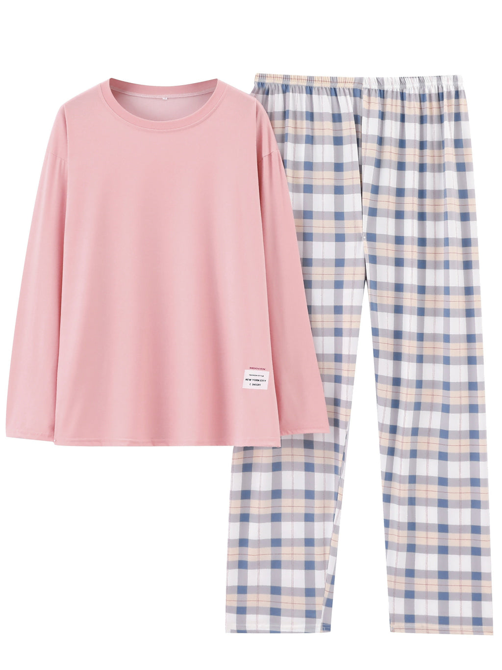 Damen Lässiges Loungewear-Set mit Karomuster