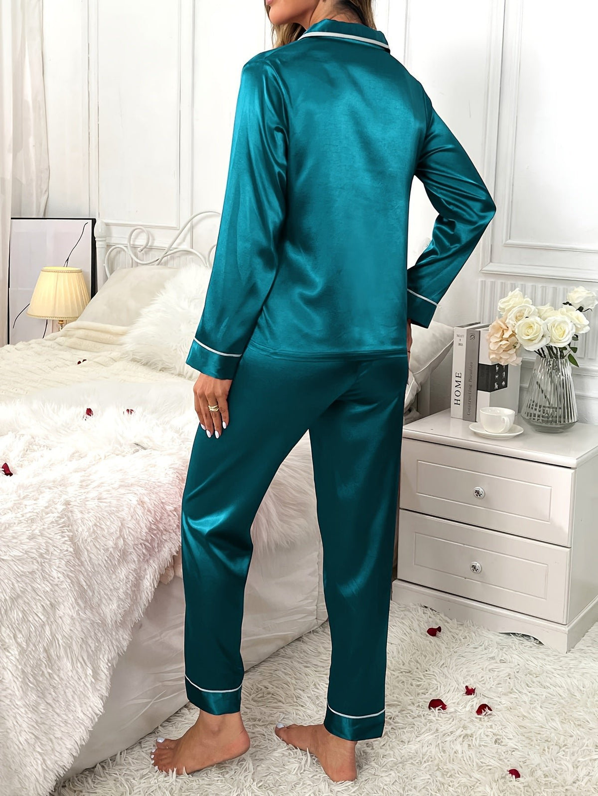 Damen Raffiniertes Satin-Pyjama-Set