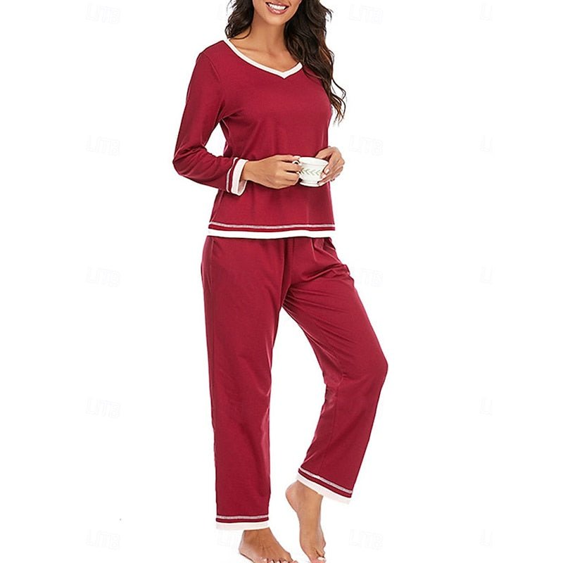 Damen Gemütliches Loungewear-Set mit Kontrastpaspel