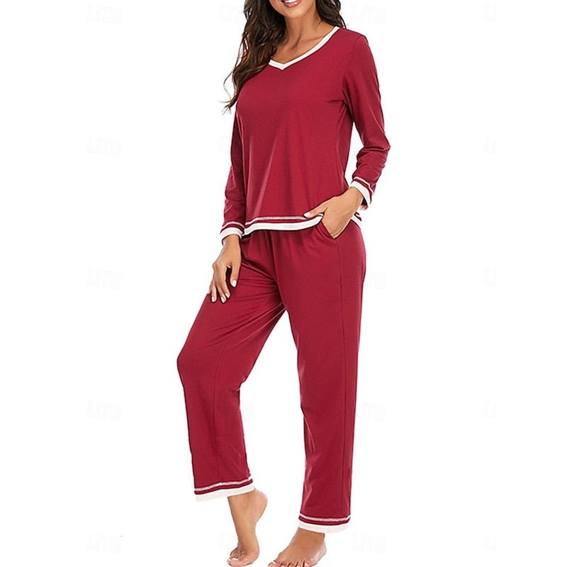 Damen Gemütliches Loungewear-Set mit Kontrastpaspel