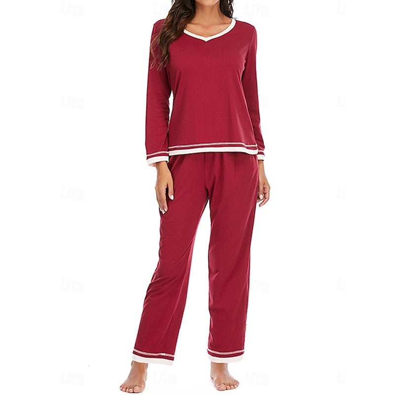 Damen Gemütliches Loungewear-Set mit Kontrastpaspel