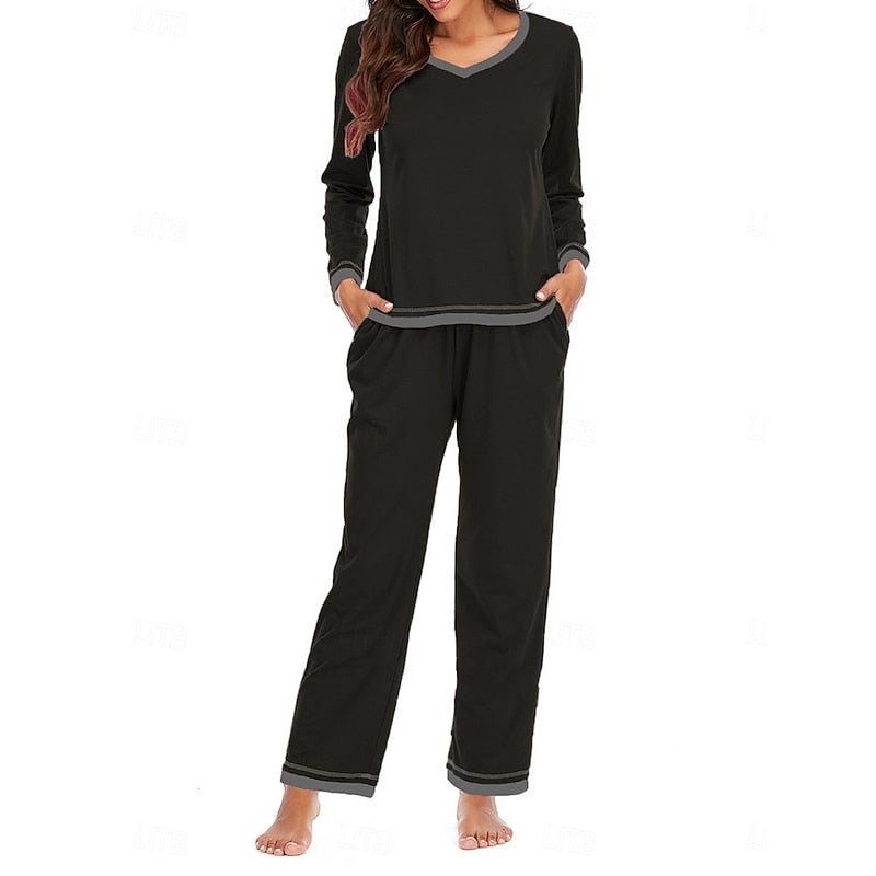 Damen Gemütliches Loungewear-Set mit Kontrastpaspel