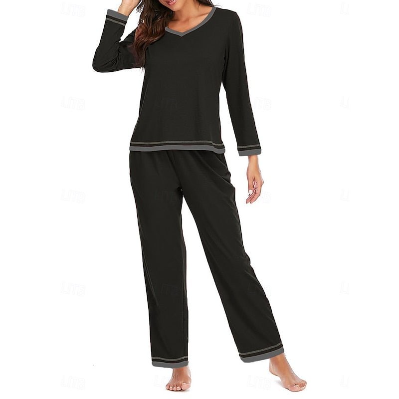 Damen Gemütliches Loungewear-Set mit Kontrastpaspel