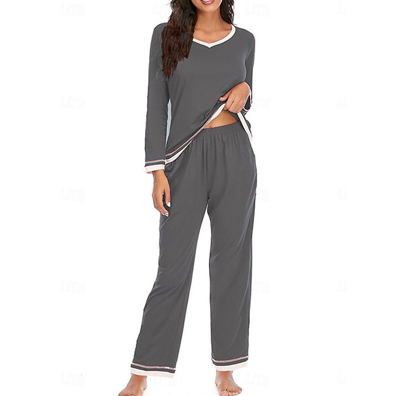 Damen Gemütliches Loungewear-Set mit Kontrastpaspel