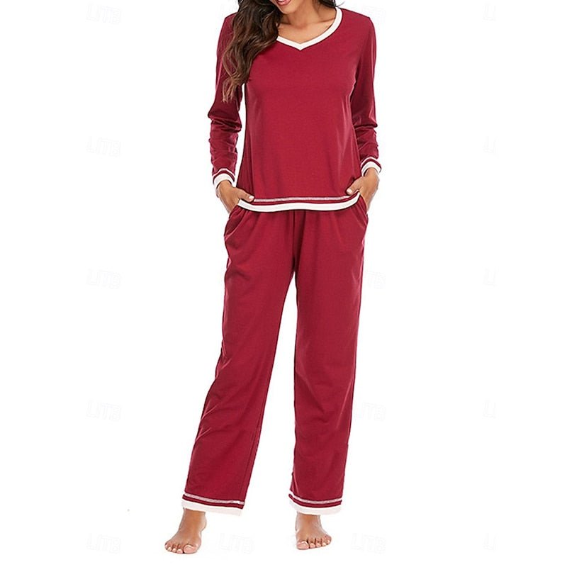 Damen Gemütliches Loungewear-Set mit Kontrastpaspel