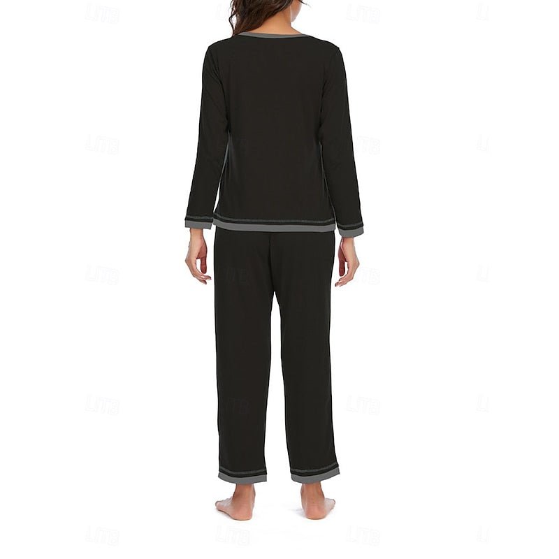 Damen Gemütliches Loungewear-Set mit Kontrastpaspel