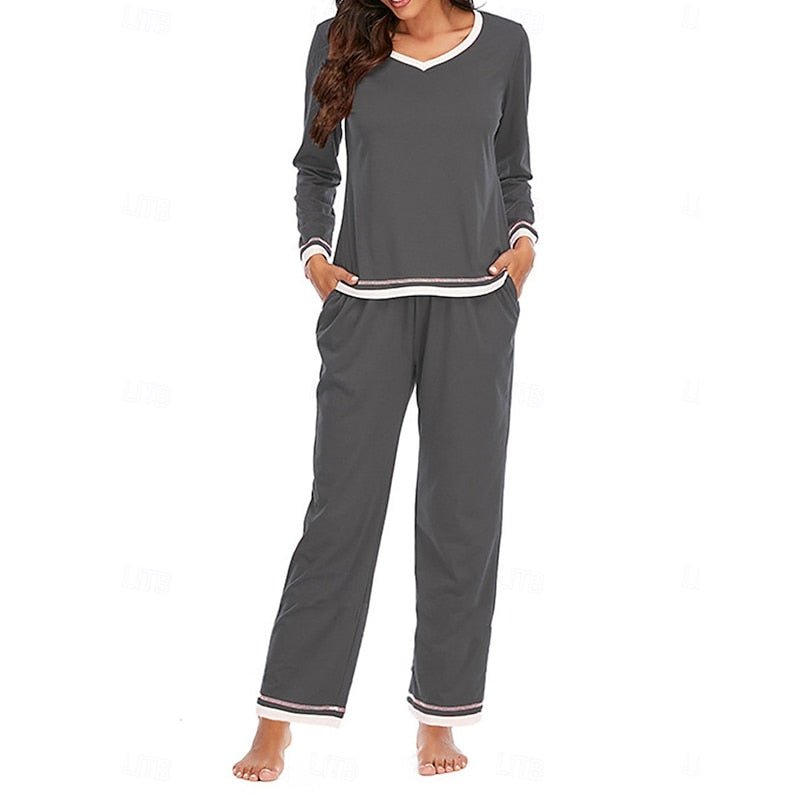 Damen Gemütliches Loungewear-Set mit Kontrastpaspel