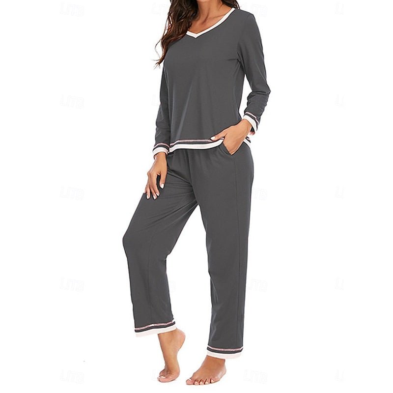 Damen Gemütliches Loungewear-Set mit Kontrastpaspel