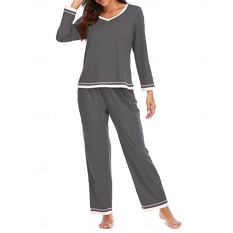 Damen Gemütliches Loungewear-Set mit Kontrastpaspel