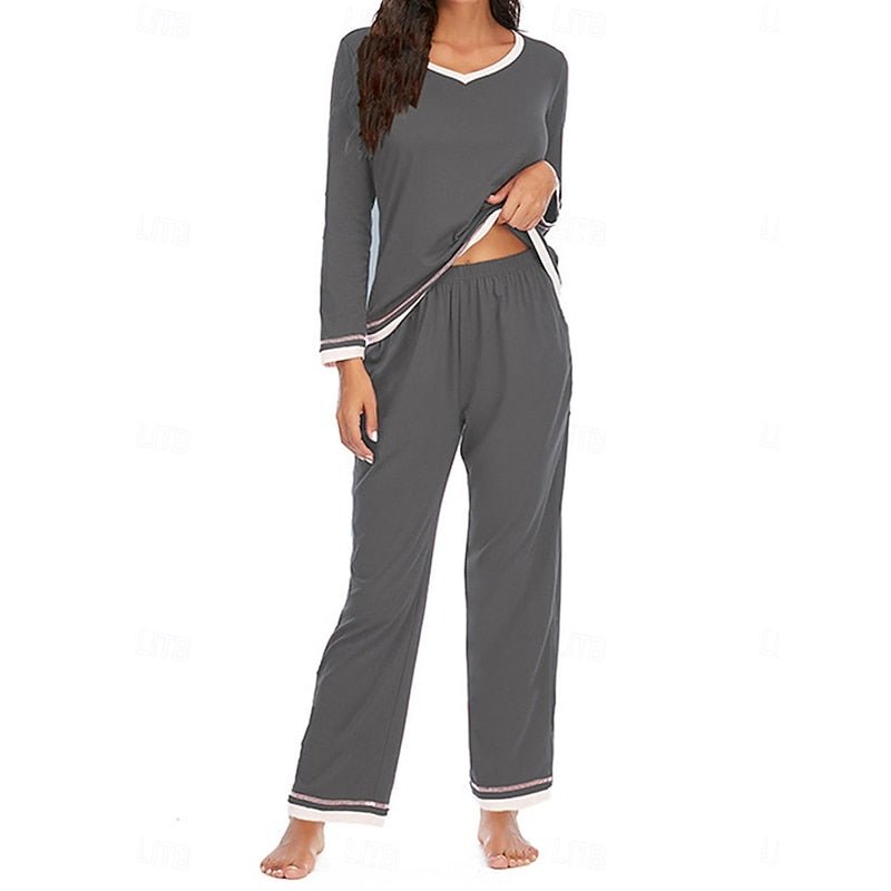 Damen Gemütliches Loungewear-Set mit Kontrastpaspel