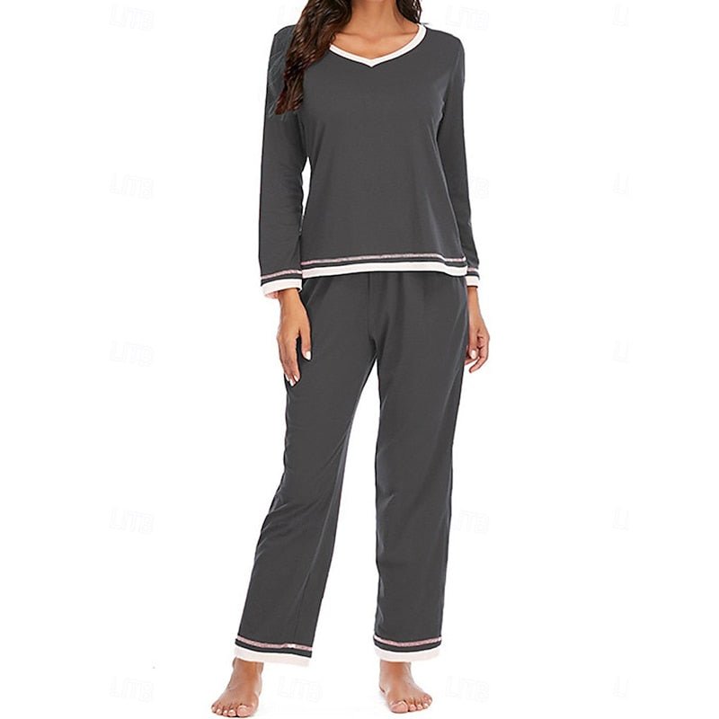 Damen Gemütliches Loungewear-Set mit Kontrastpaspel