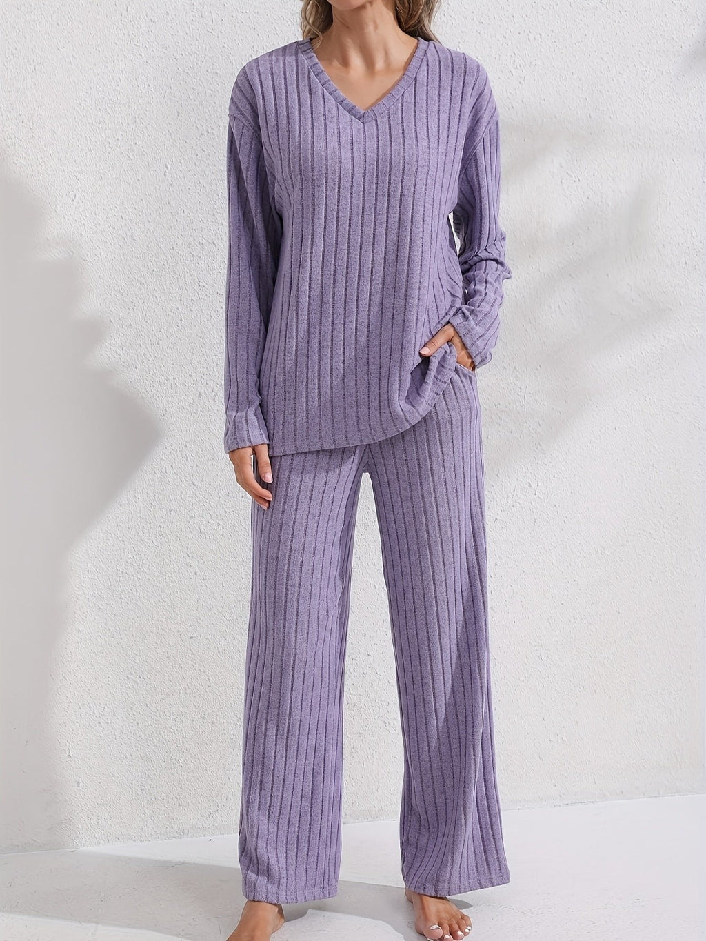 Damen Gemütliches Loungewear-Set in Rippstrick