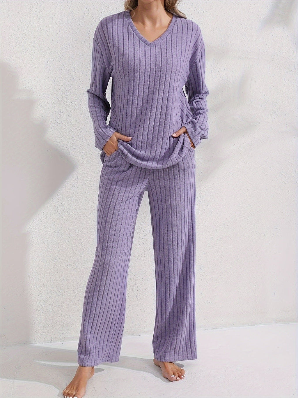 Damen Gemütliches Loungewear-Set in Rippstrick