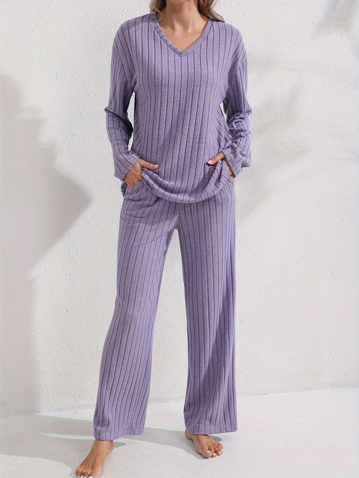 Damen Gemütliches Loungewear-Set in Rippstrick