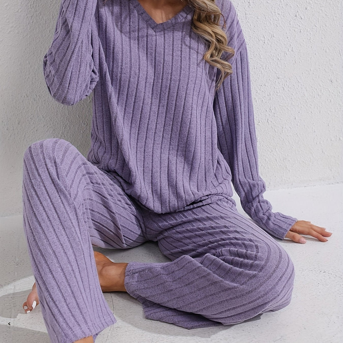 Damen Gemütliches Loungewear-Set in Rippstrick
