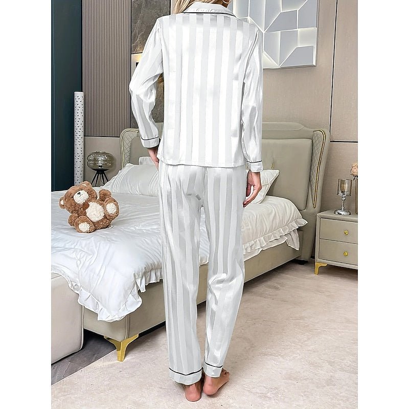 Damen Elegantes Pyjama-Set mit Streifenmuster
