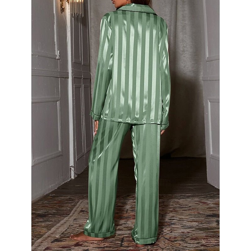 Damen Elegantes Pyjama-Set mit Streifenmuster
