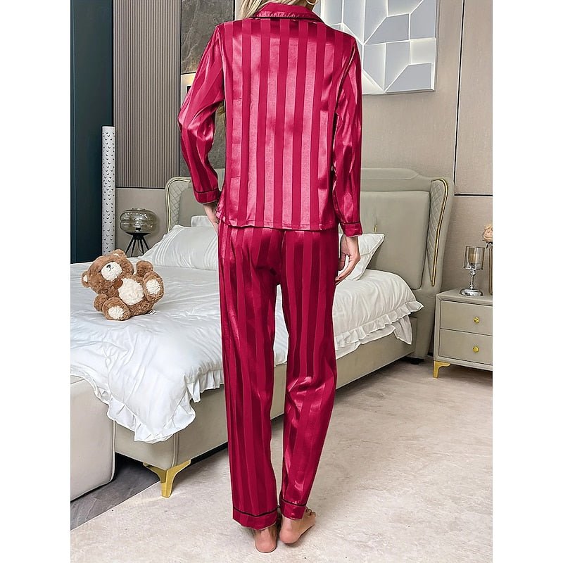 Damen Elegantes Pyjama-Set mit Streifenmuster