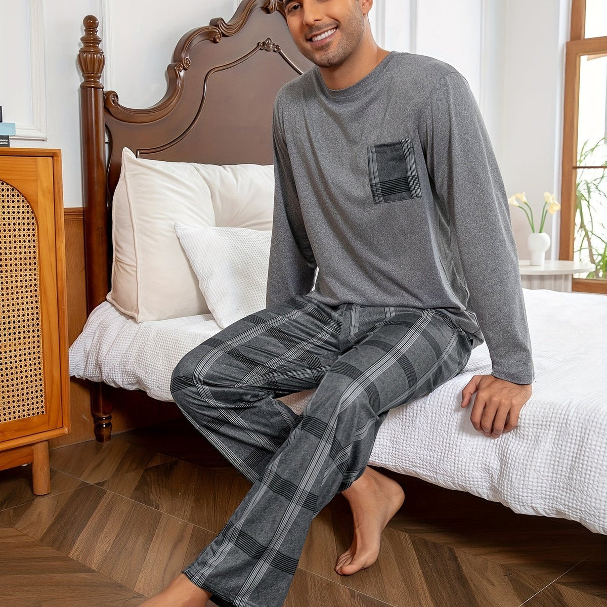 Herren Gemütliches Loungewear-Set mit Brusttasche