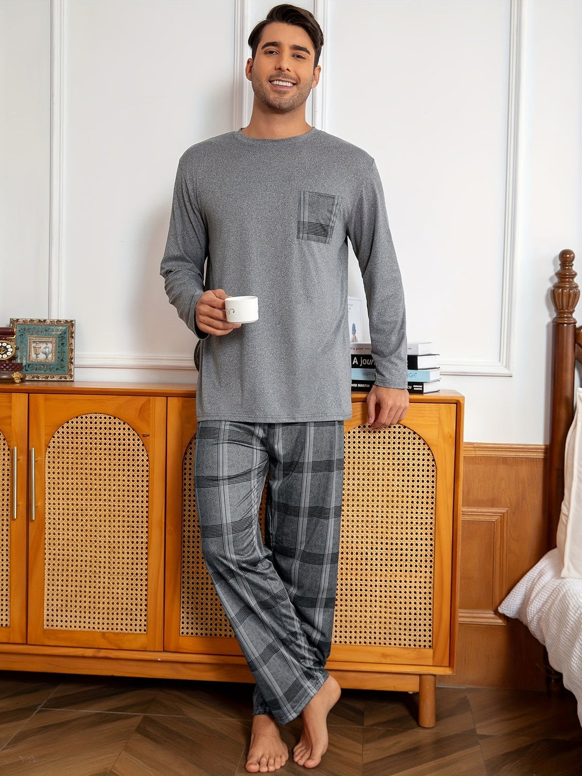Herren Gemütliches Loungewear-Set mit Brusttasche