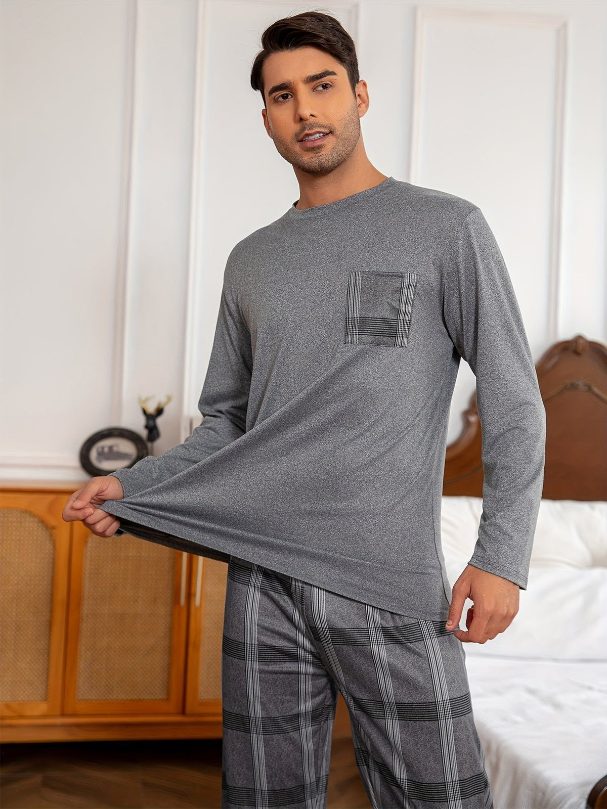 Herren Gemütliches Loungewear-Set mit Brusttasche