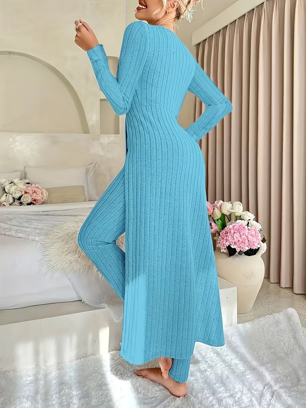 Damen Raffiniertes Loungewear-Set mit Seitenschlitz