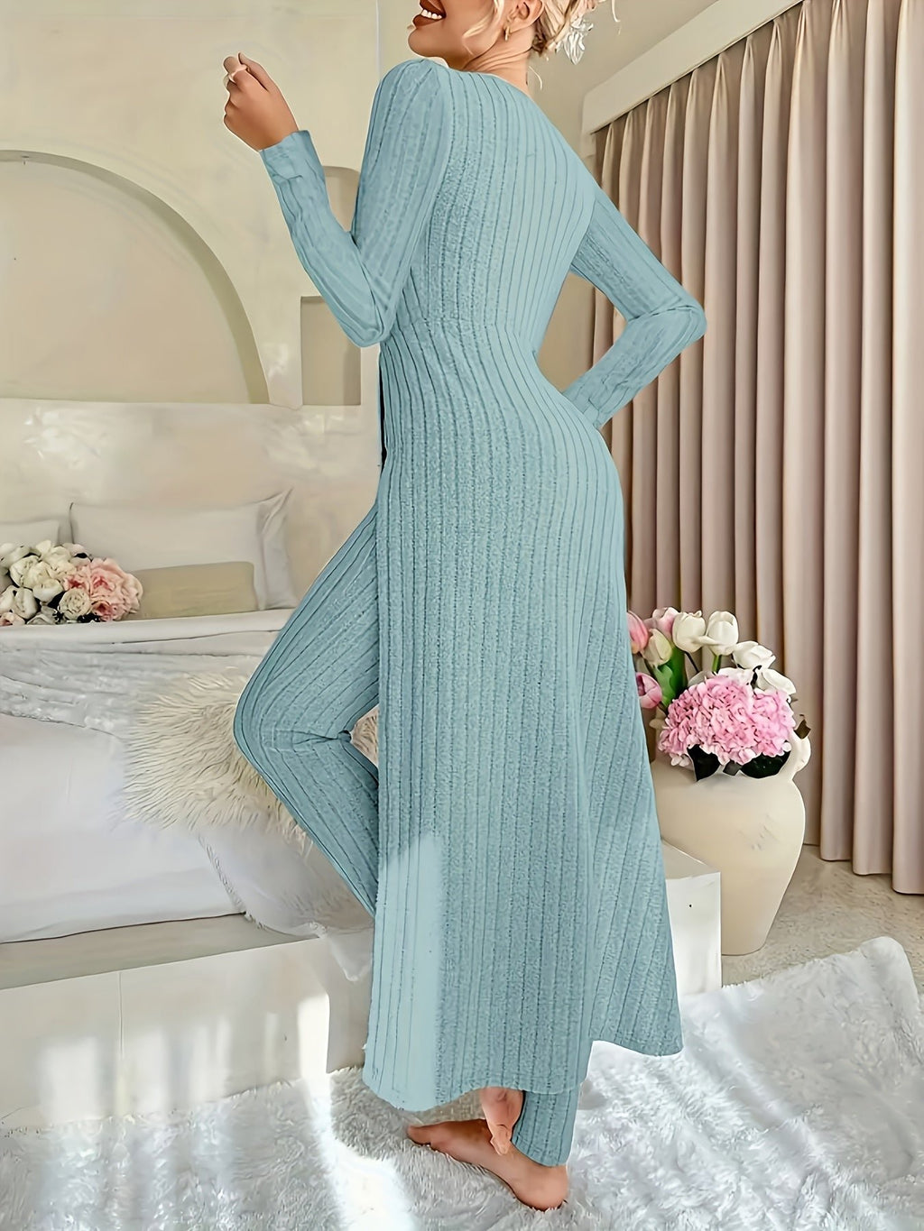 Damen Raffiniertes Loungewear-Set mit Seitenschlitz