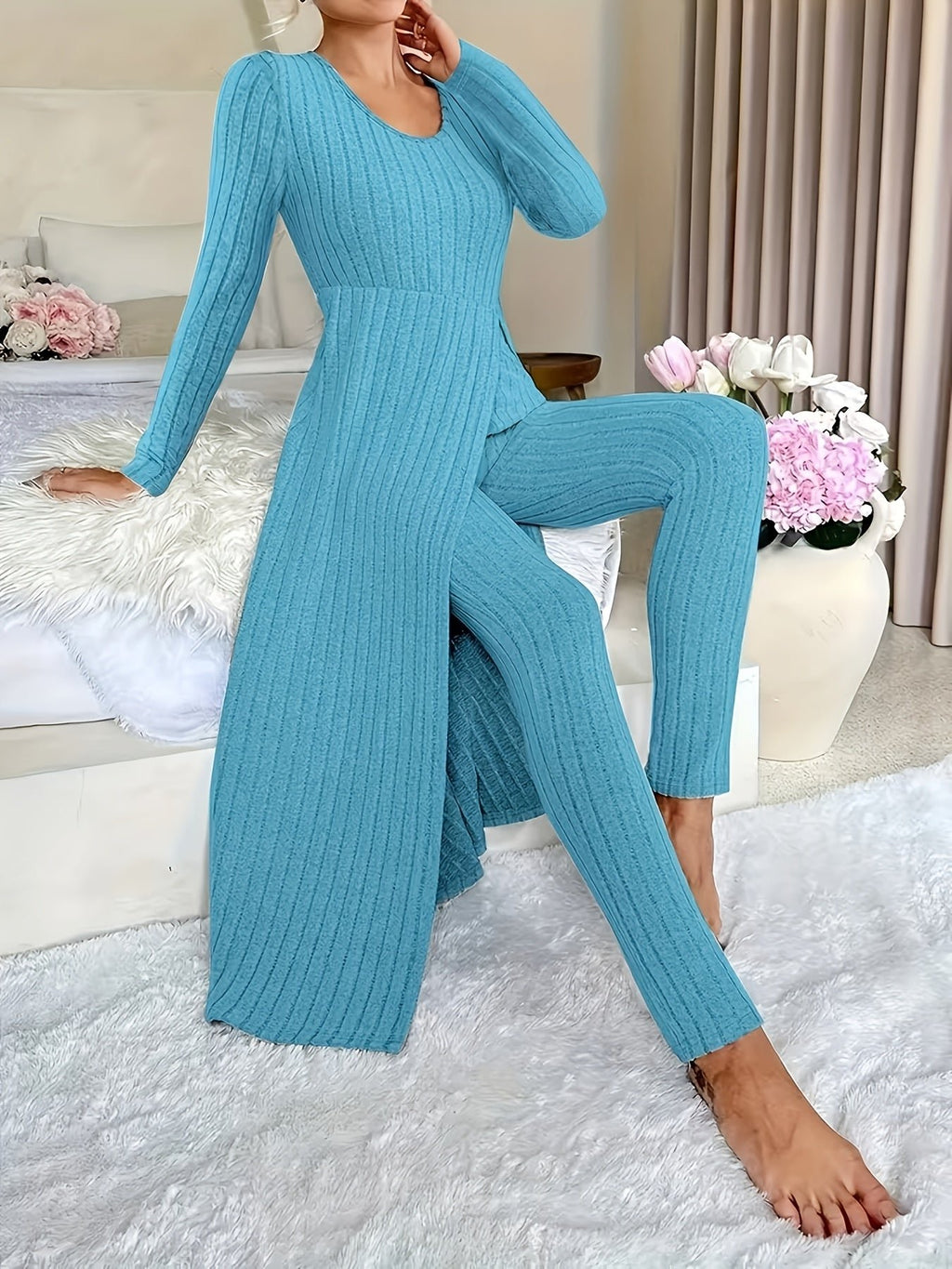 Damen Raffiniertes Loungewear-Set mit Seitenschlitz