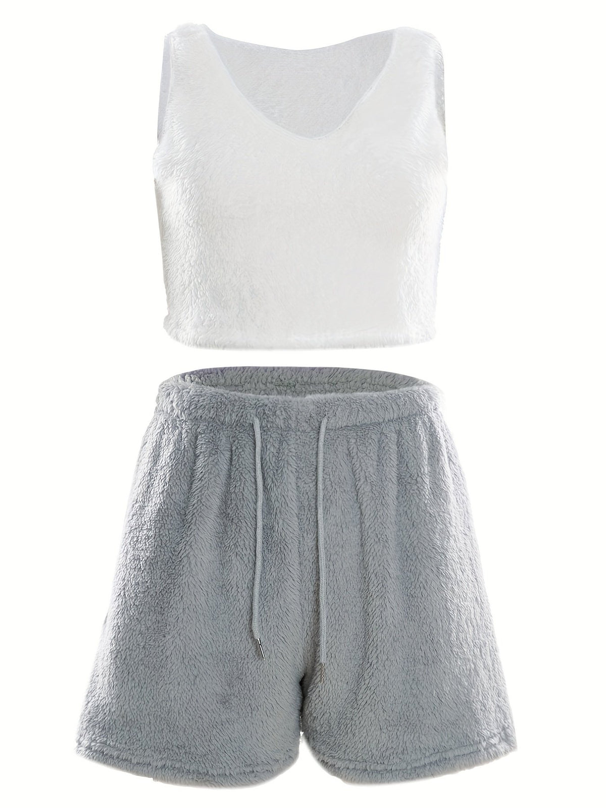 Damen Flauschiges Loungewear-Set mit Kapuze