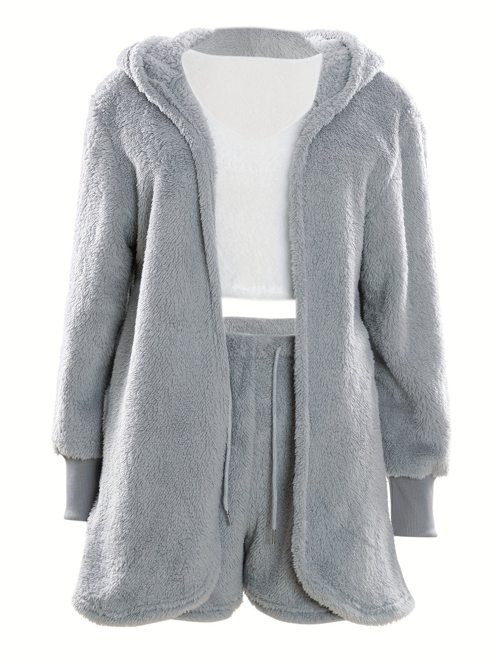Damen Flauschiges Loungewear-Set mit Kapuze