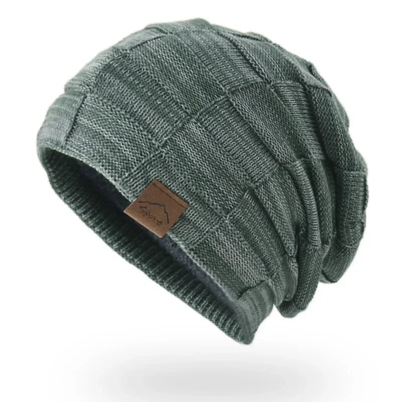 Unisex Slouchy Strickbeanie mit Patchwork-Muster