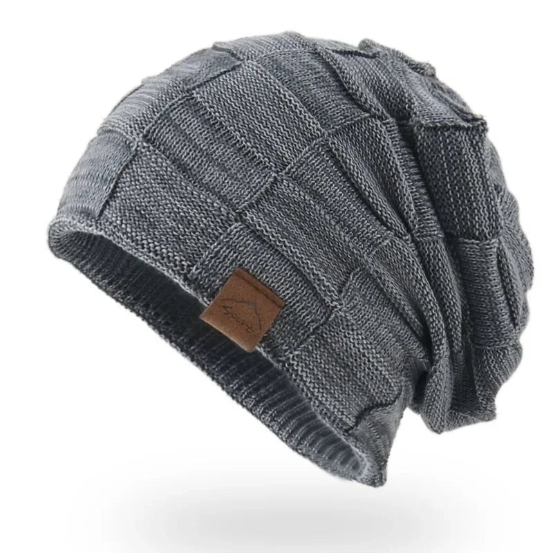 Unisex Slouchy Strickbeanie mit Patchwork-Muster