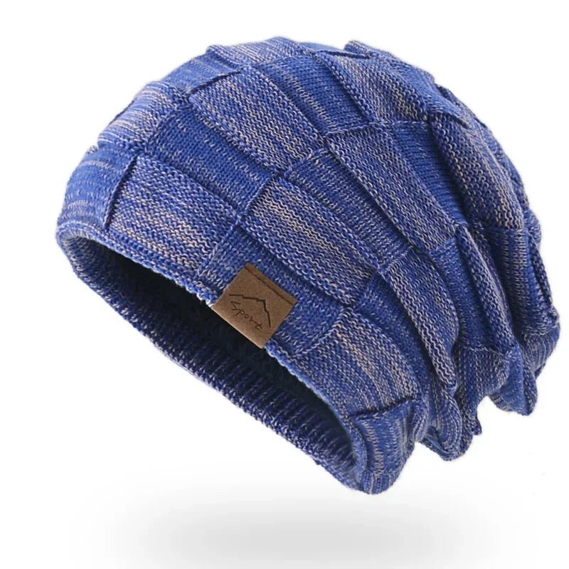 Unisex Slouchy Strickbeanie mit Patchwork-Muster