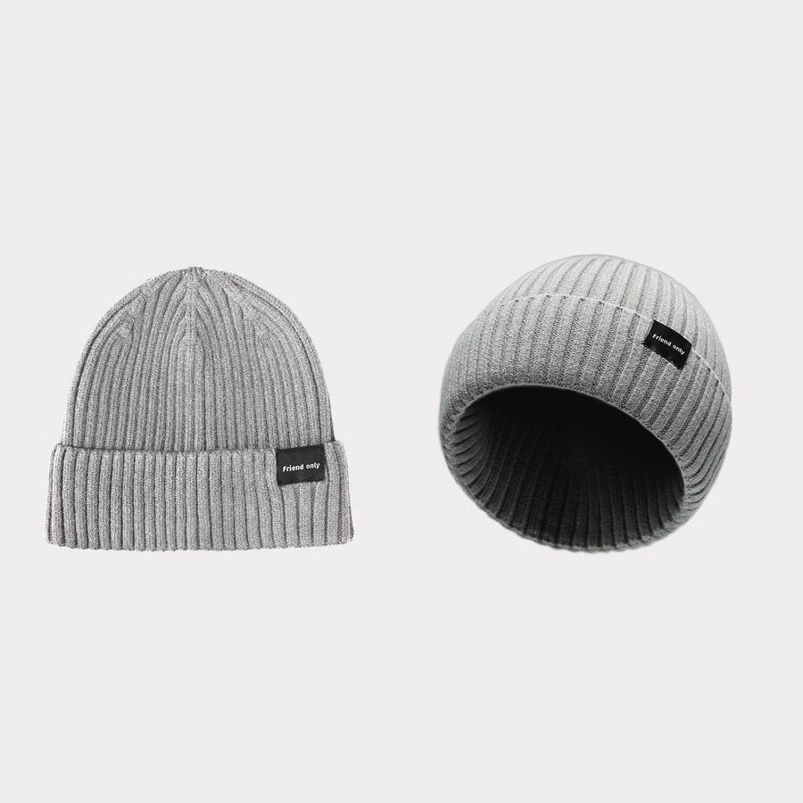 Damen Rippstrick-Beanie mit Umschlagbund