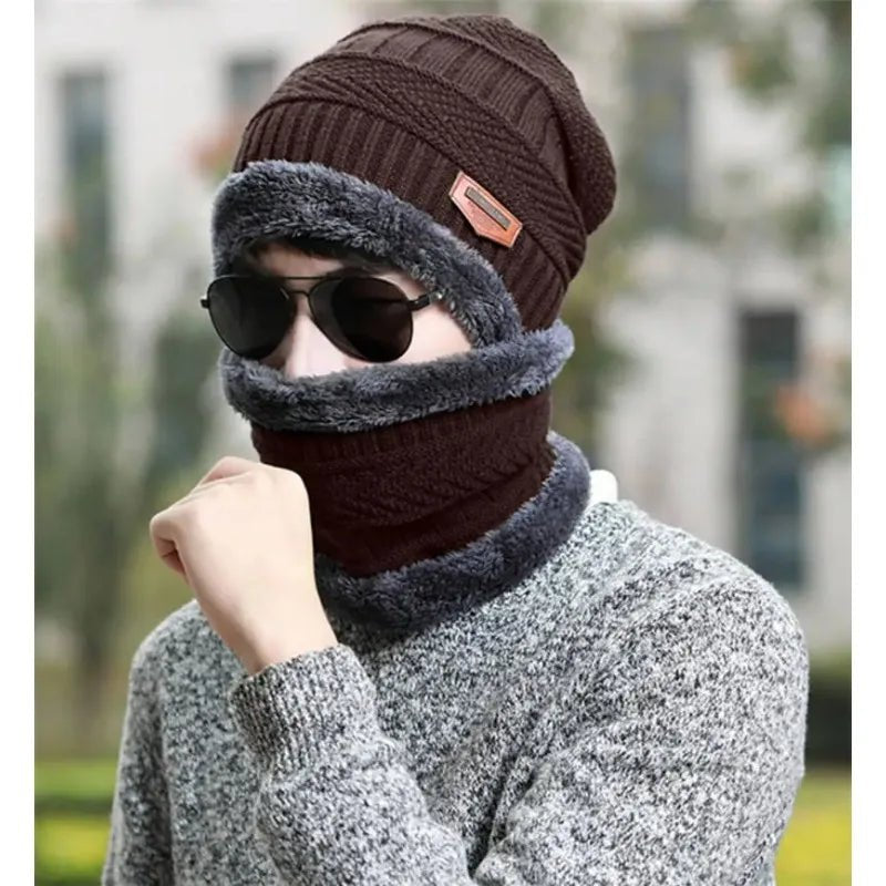 Unisex Gemütliches Beanie-Set mit Loop-Schal