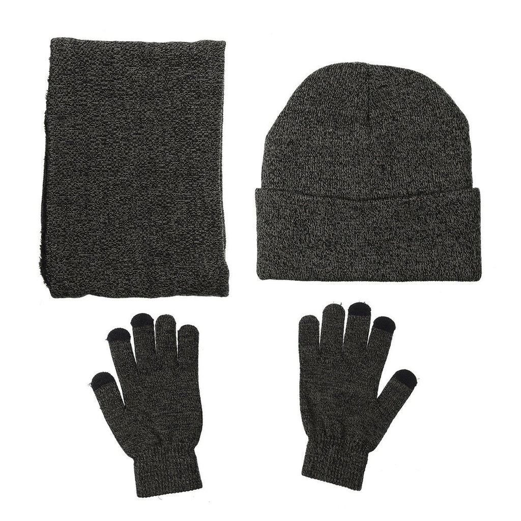 Herren Winterset aus Strickbeanie, Schal und Touchscreen-Handschuhen