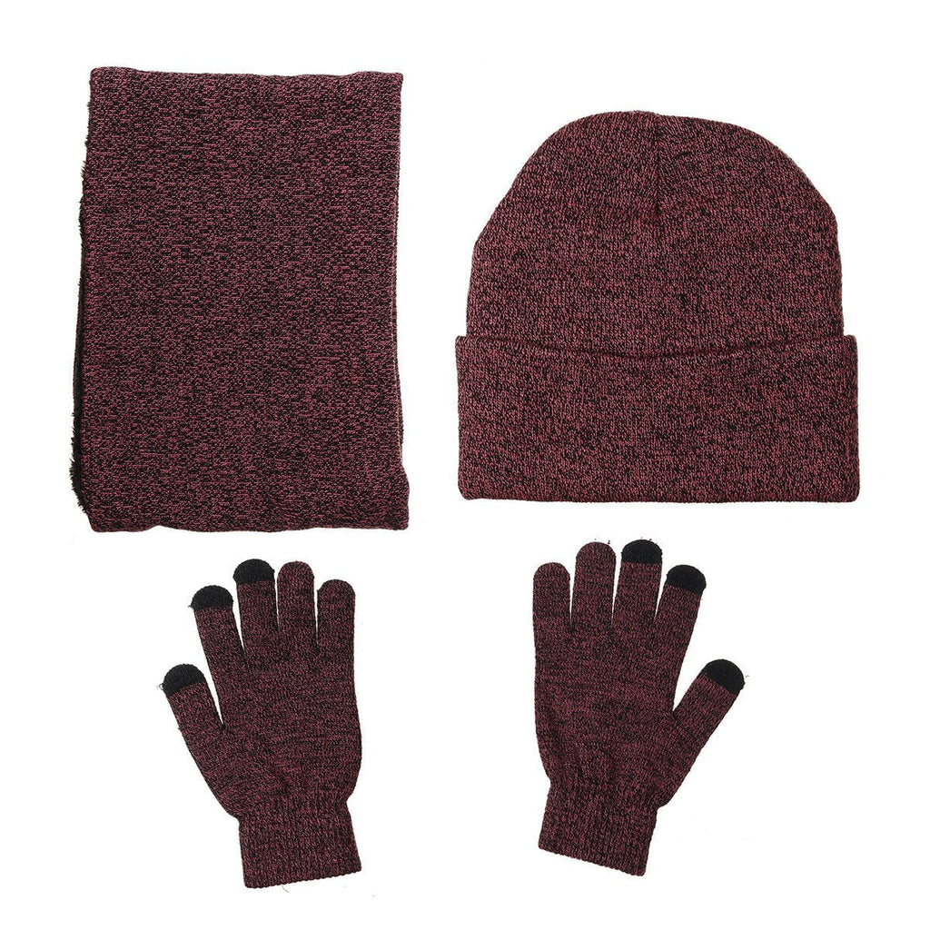 Herren Winterset aus Strickbeanie, Schal und Touchscreen-Handschuhen