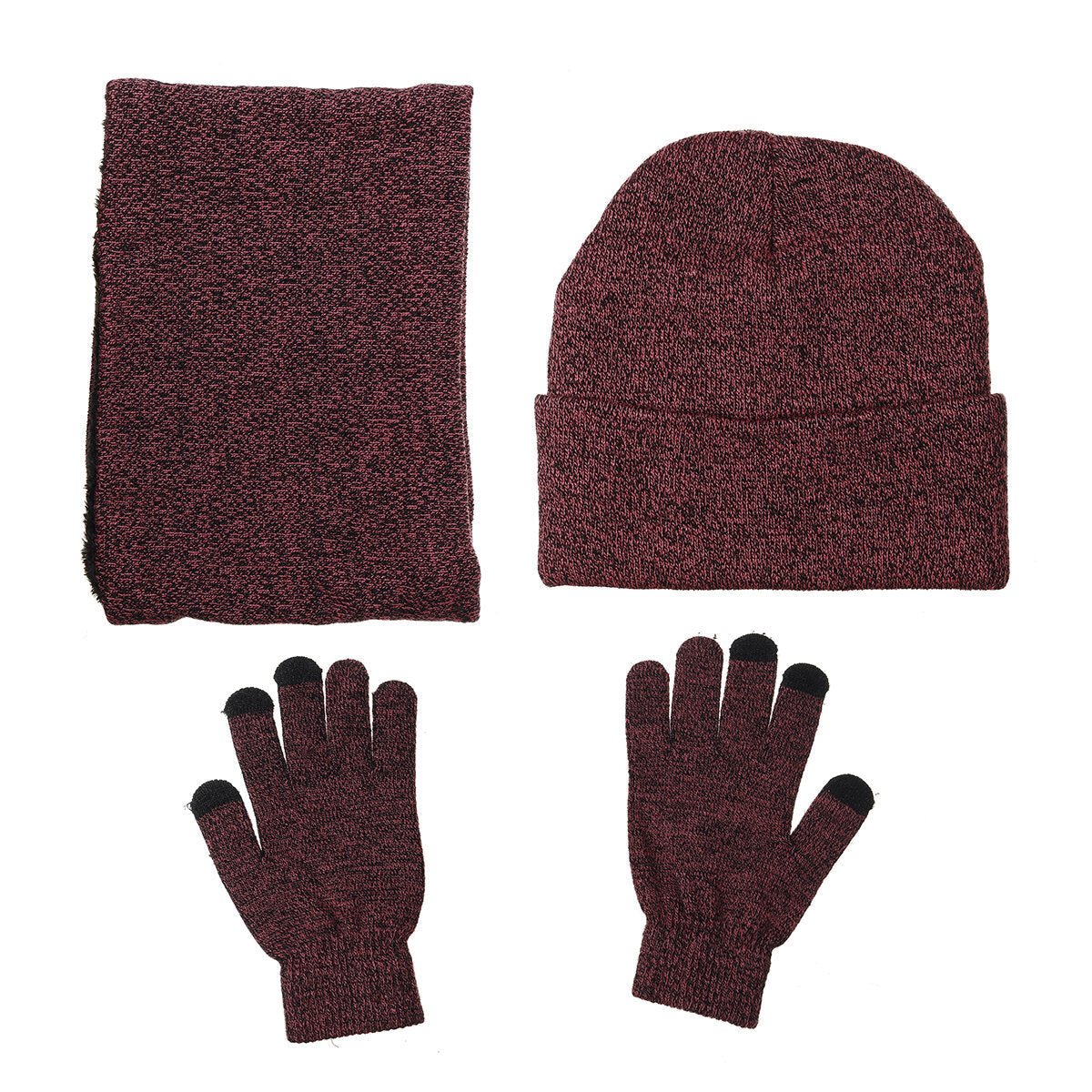 Herren Winterset aus Strickbeanie, Schal und Touchscreen-Handschuhen
