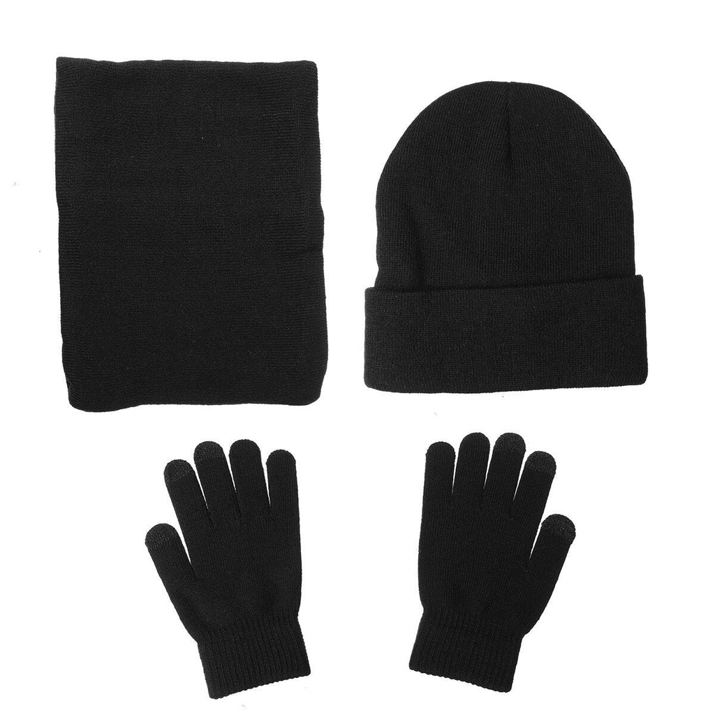 Herren Winterset aus Strickbeanie, Schal und Touchscreen-Handschuhen