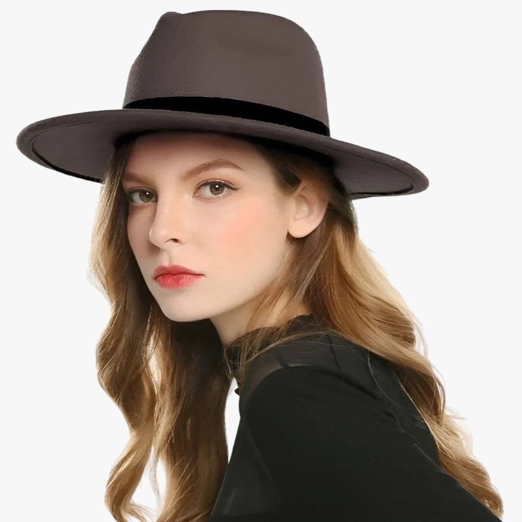 Damen Eleganter Wollfilz-Fedora mit Breiter Krempe