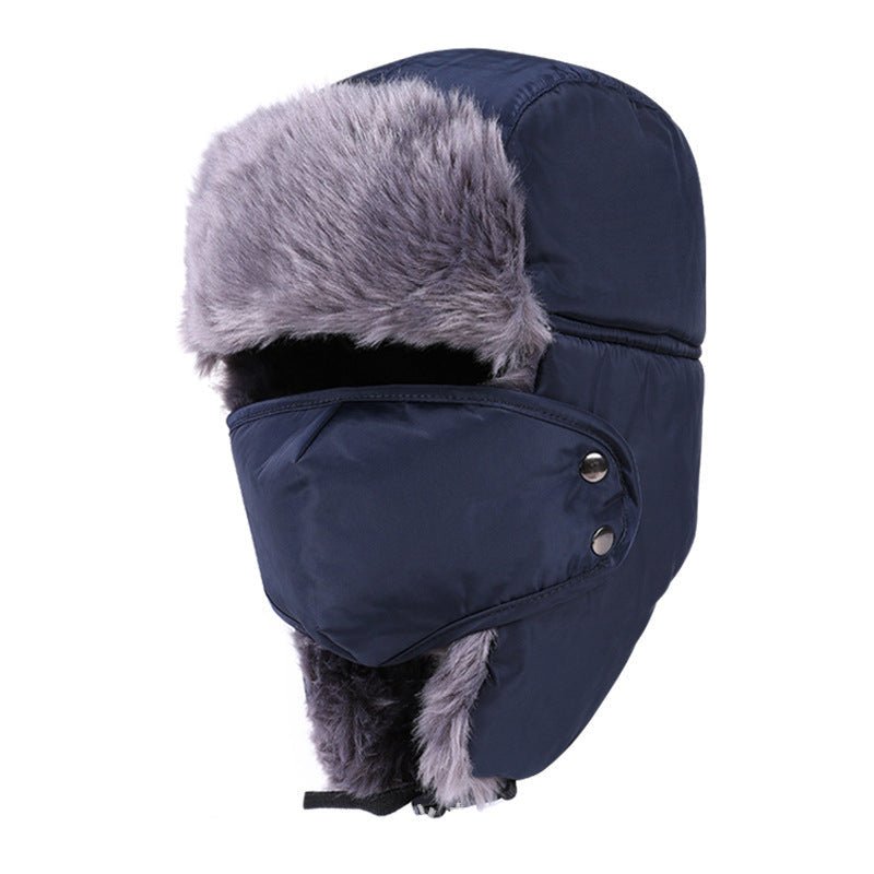 Unisex Kunstfell-Mütze mit Ohrenschutz und abnehmbarer Gesichtsmaske