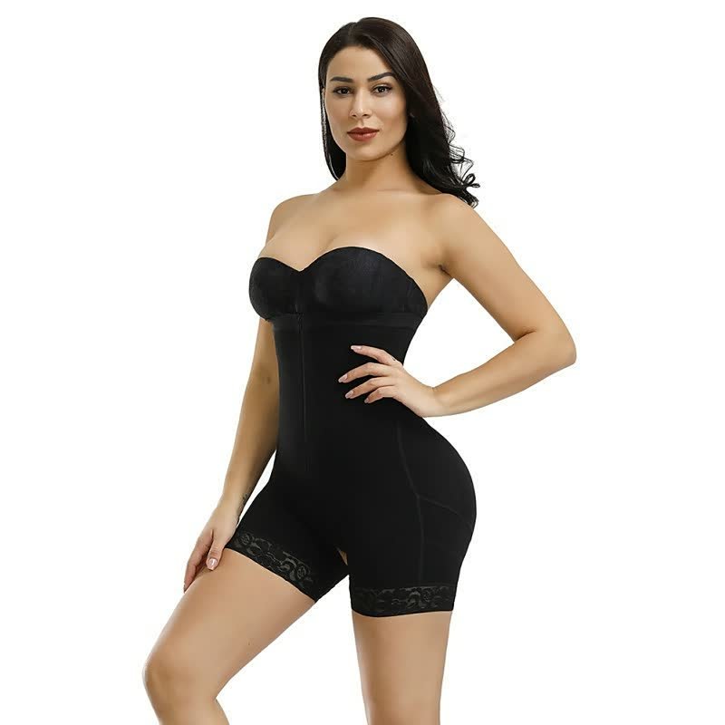 Damen Figurformender Shapewear-Body mit Spitzenbesatz