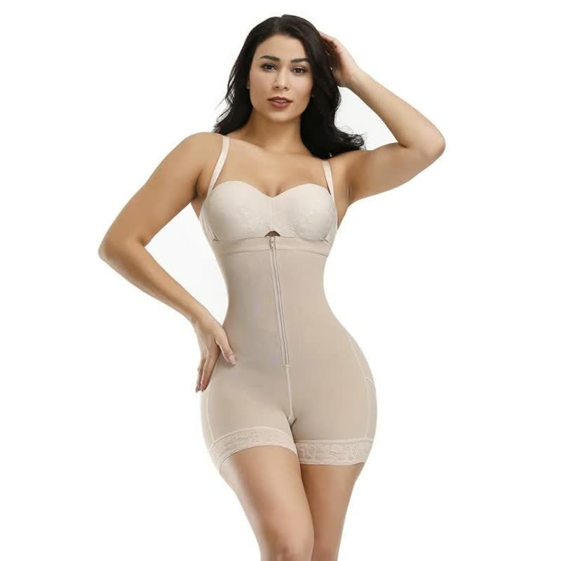 Damen Figurformender Shapewear-Body mit Spitzenbesatz