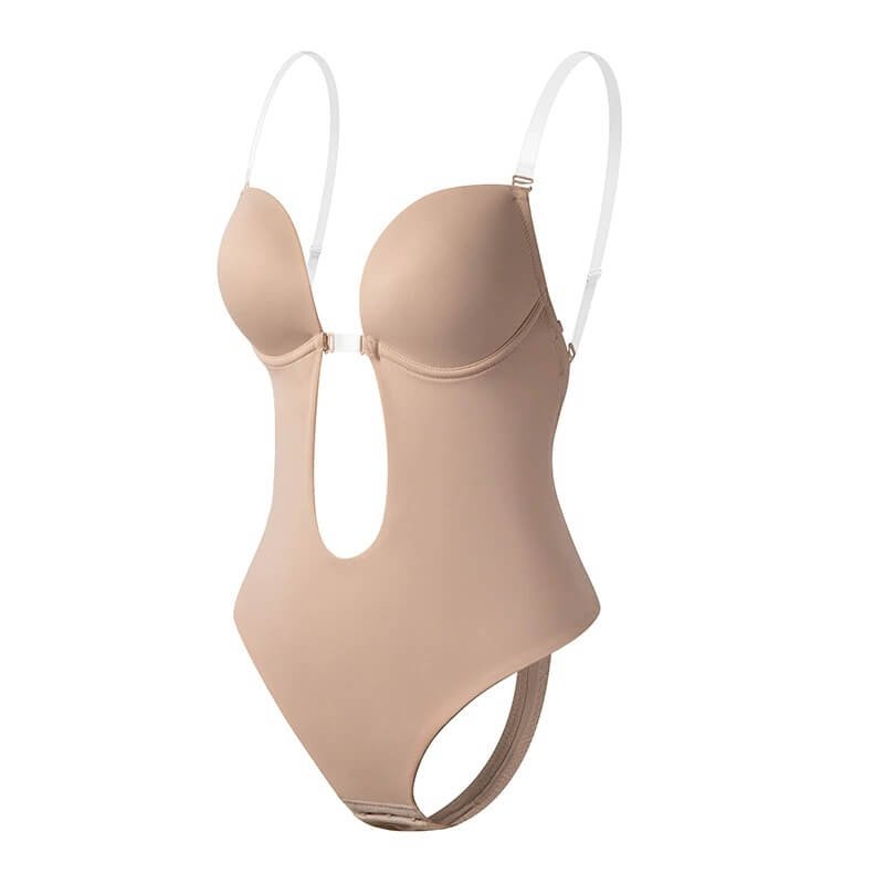 Damen Figurformender Rückenfreier Body mit V-Ausschnitt