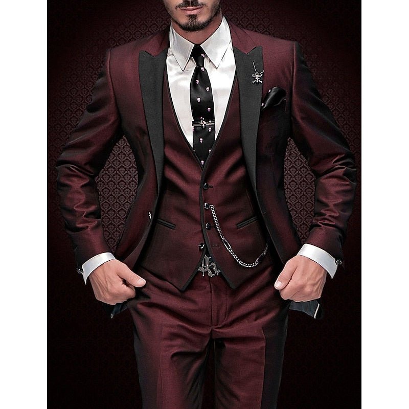 Herren Eleganter Dreiteiliger Blazer mit Kontrastrevers